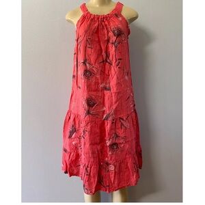 New BELLAMBRA RUFFLED PINK LINEN DRESS made in Italy